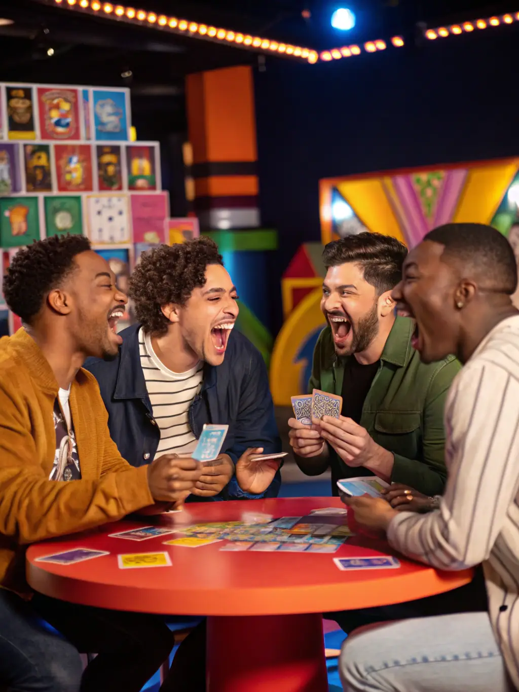 A group of children and adults enthusiastically participating in a reading-related game or activity, highlighting the fun and engaging nature of Bookisite's resources.